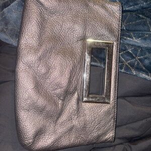 Michael Kors Black Clutch with Sleek Metal Frame